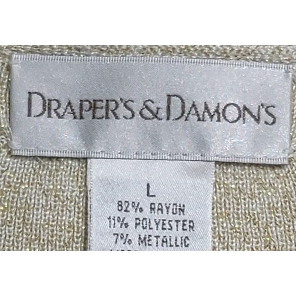 Draper's & Damon's Gold White Marled Round Neck Top Large Lightweight Stretchy - Picture 4 of 5